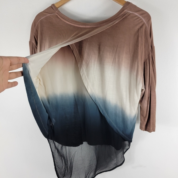 Young Fabulous & Broke Ombre Tie Dye Stripe Wrap Back Sheer Detail High Low Top - Picture 5 of 9